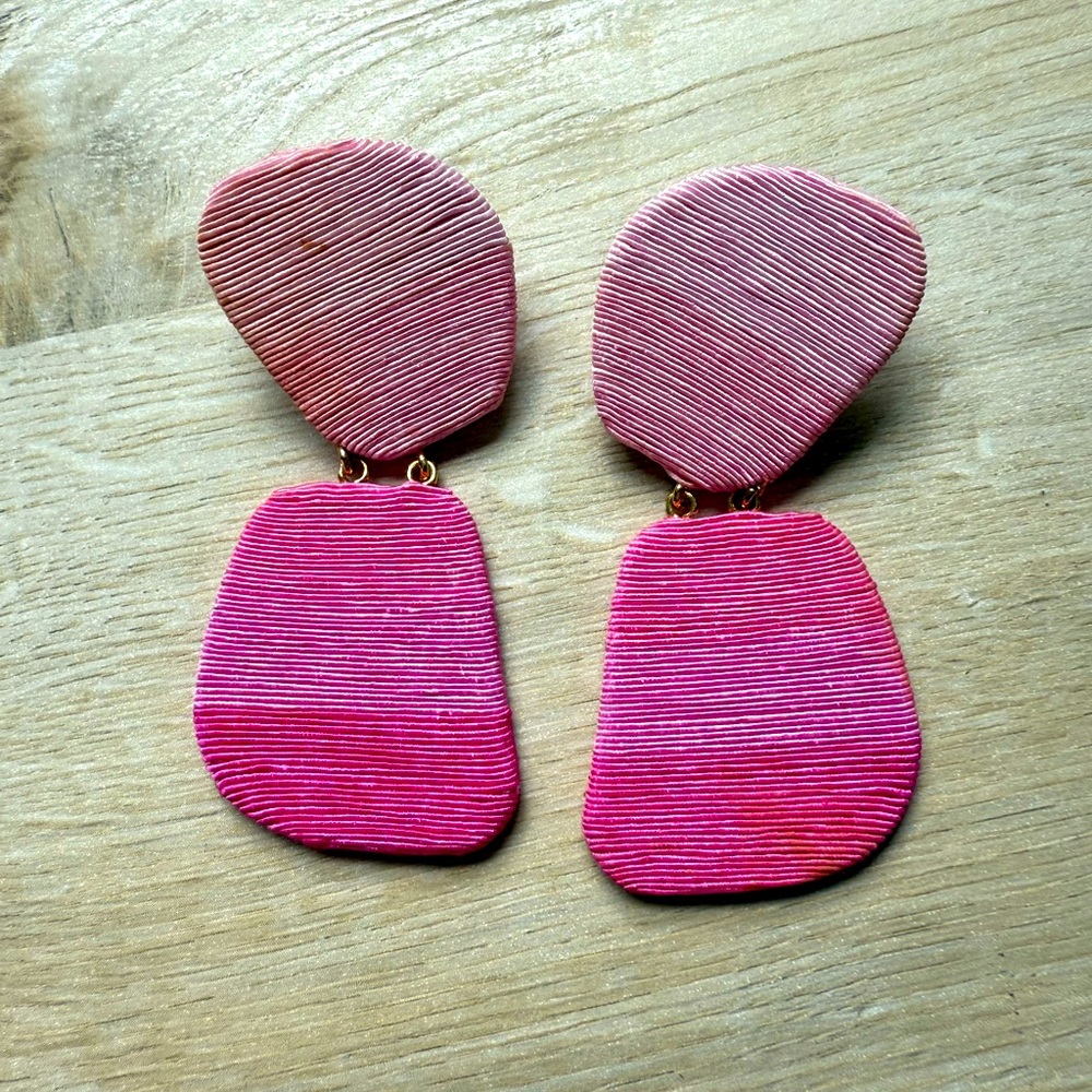 Pink Textured Statement Earrings